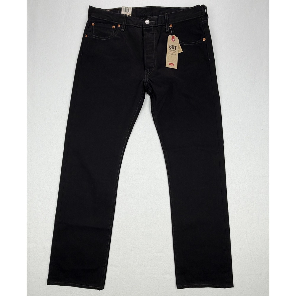 NEW Levi's 501 Original Fit Mens Black Straight Leg Button Fly Denim Jeans 35x32